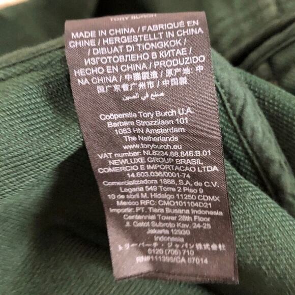 Tory Burch Twill Dress 100% Cotton Sleeveless Crew Neck Sheath Midi Green Size 4 - Picture 14 of 16